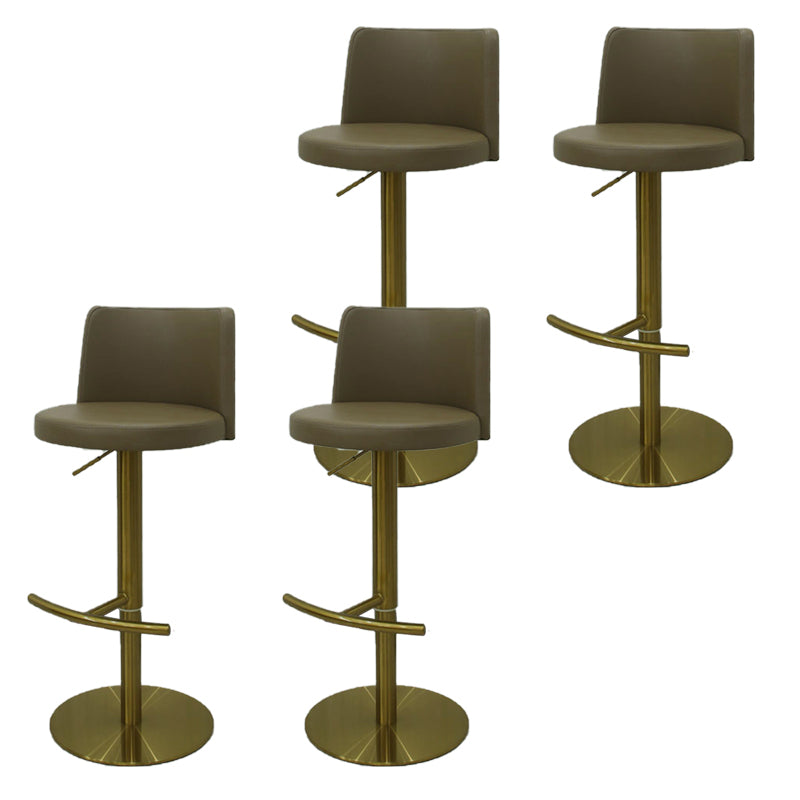Industrial Adjustable Height Bar Stools Matte Finish Faux Leather Stools