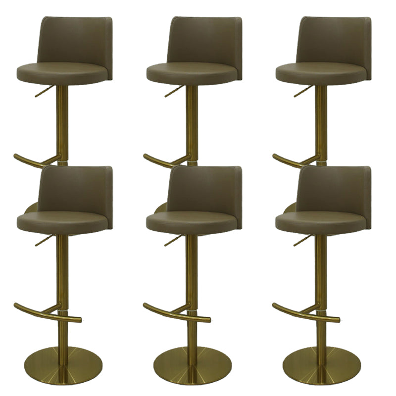 Industrial Adjustable Height Bar Stools Matte Finish Faux Leather Stools