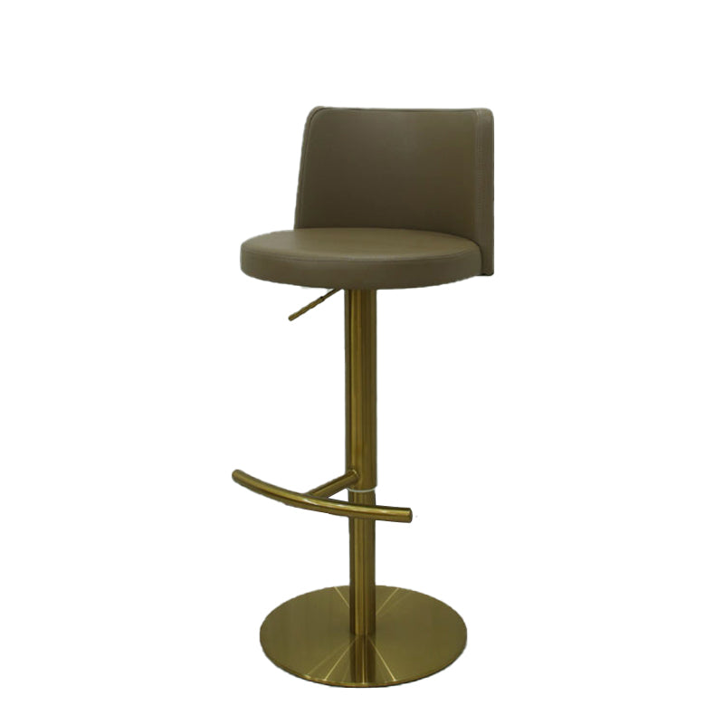 Industrial Adjustable Height Bar Stools Matte Finish Faux Leather Stools