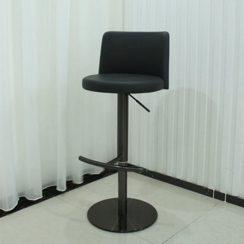 Industrial Adjustable Height Bar Stools Matte Finish Faux Leather Stools