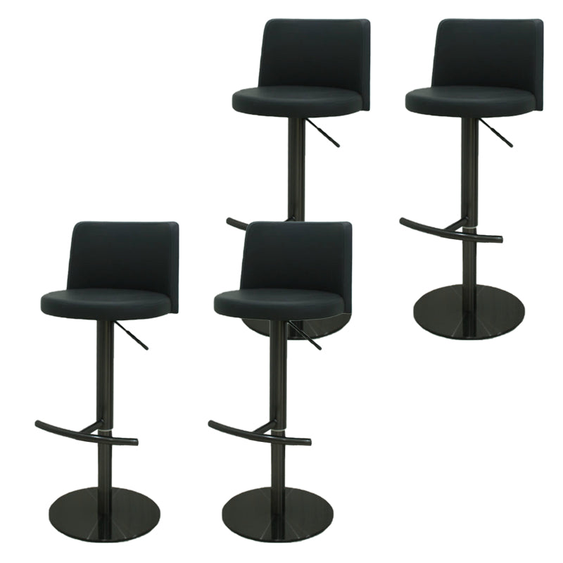 Industrial Adjustable Height Bar Stools Matte Finish Faux Leather Stools