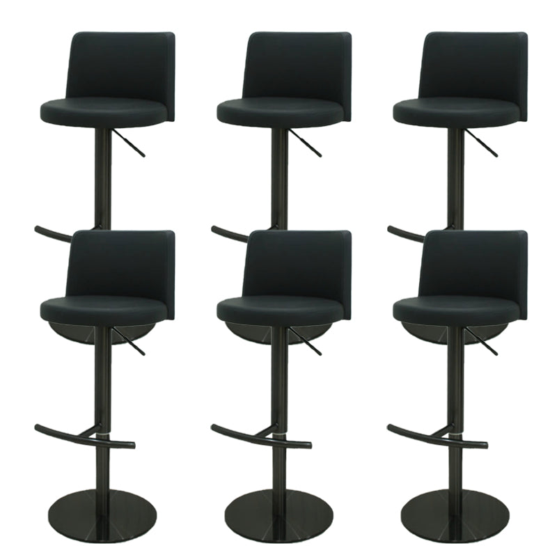Industrial Adjustable Height Bar Stools Matte Finish Faux Leather Stools