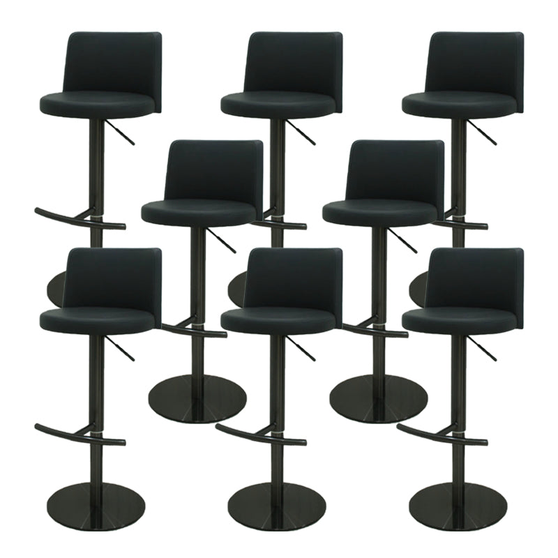 Industrial Adjustable Height Bar Stools Matte Finish Faux Leather Stools