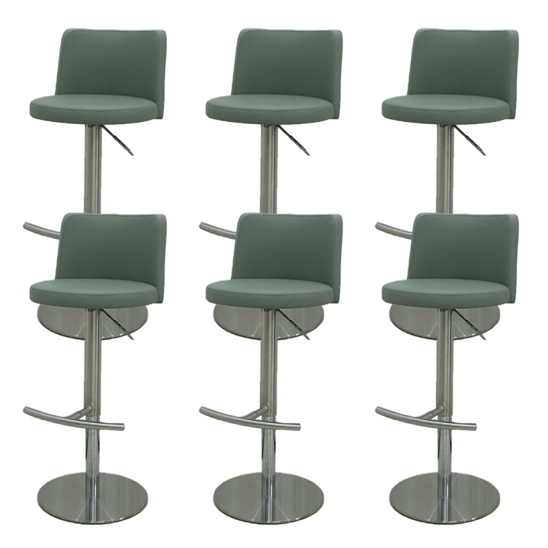 Industrial Adjustable Height Bar Stools Matte Finish Faux Leather Stools