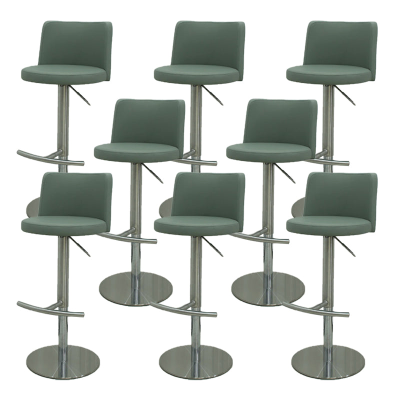 Industrial Adjustable Height Bar Stools Matte Finish Faux Leather Stools
