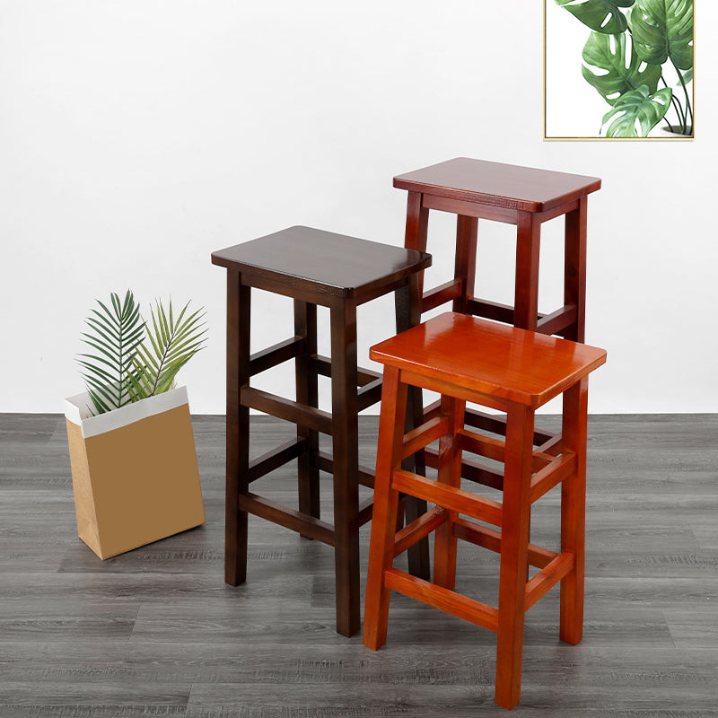 Solid Wood Bar Stool Backless Footrest Counter Stool for Home Use