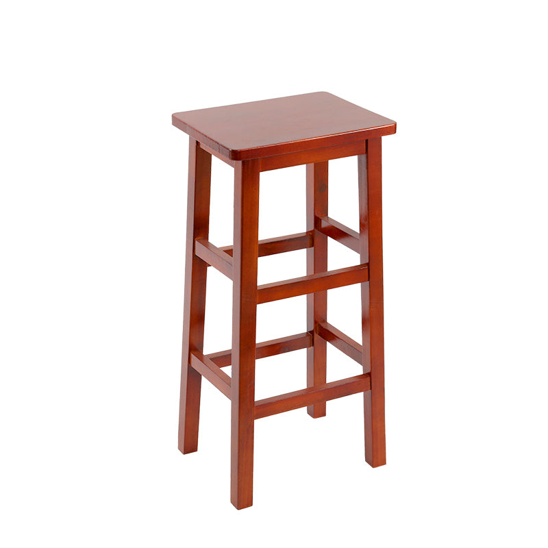 Solid Wood Bar Stool Backless Footrest Counter Stool for Home Use