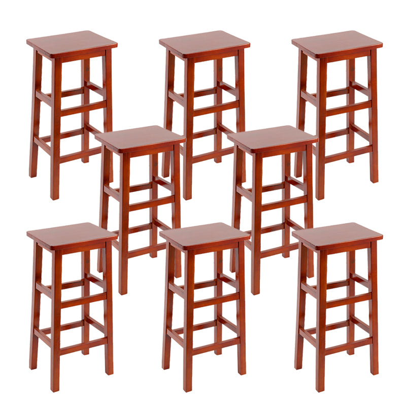 Solid Wood Bar Stool Backless Footrest Counter Stool for Home Use