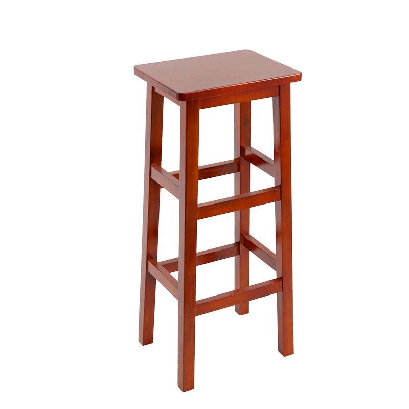 Solid Wood Bar Stool Backless Footrest Counter Stool for Home Use