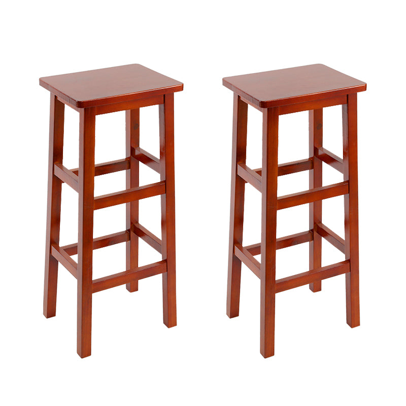 Solid Wood Bar Stool Backless Footrest Counter Stool for Home Use