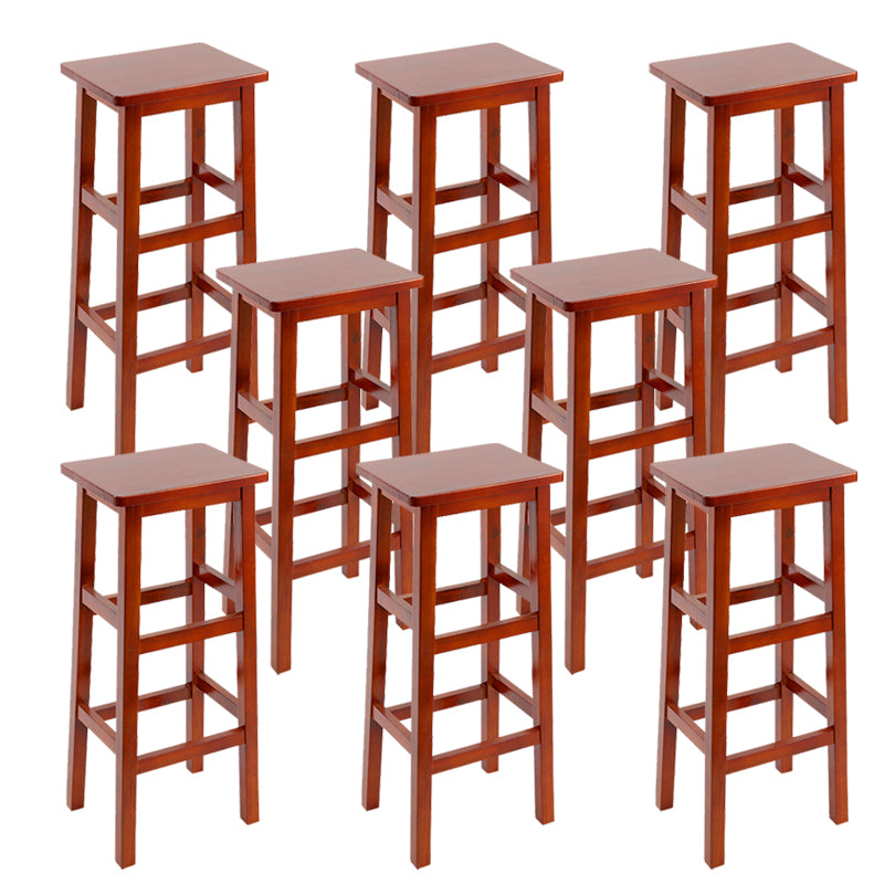 Solid Wood Bar Stool Backless Footrest Counter Stool for Home Use