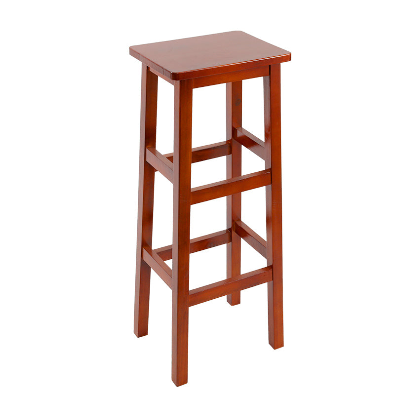 Solid Wood Bar Stool Backless Footrest Counter Stool for Home Use