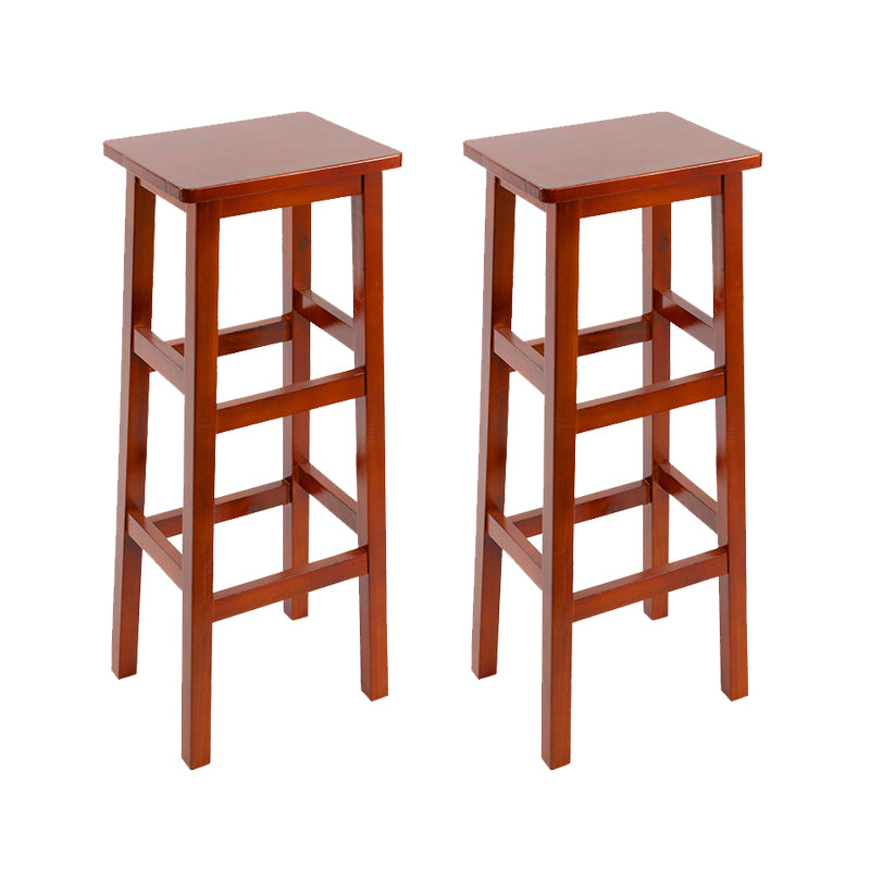 Solid Wood Bar Stool Backless Footrest Counter Stool for Home Use
