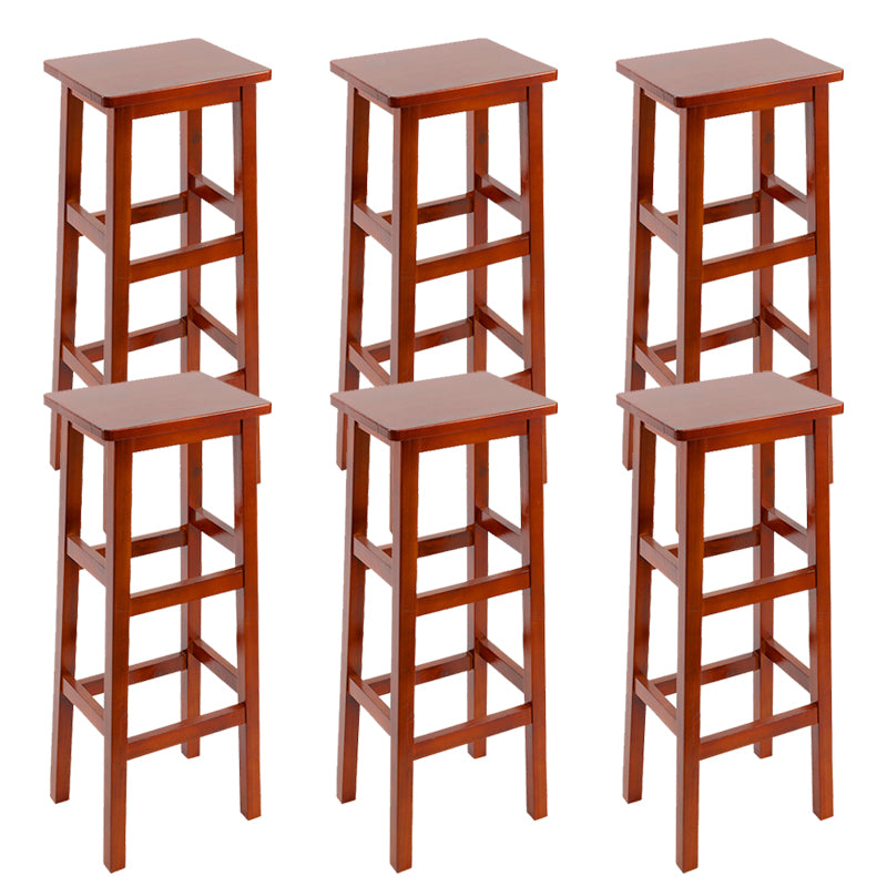 Solid Wood Bar Stool Backless Footrest Counter Stool for Home Use