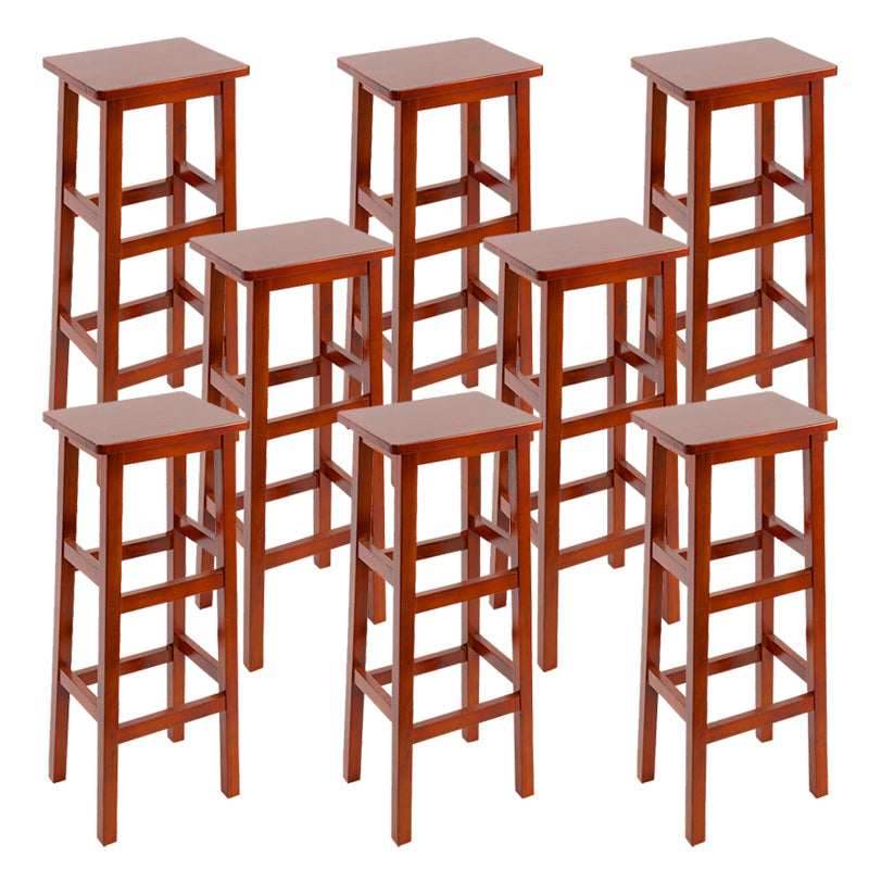 Solid Wood Bar Stool Backless Footrest Counter Stool for Home Use