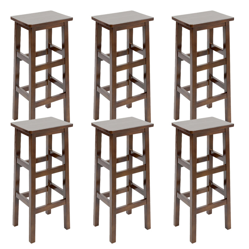 Solid Wood Bar Stool Backless Footrest Counter Stool for Home Use