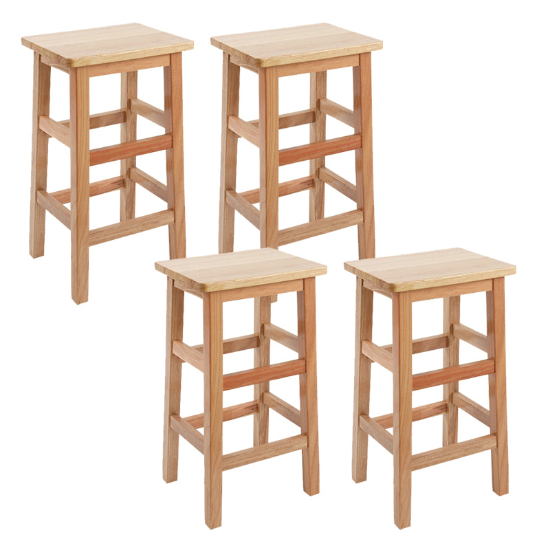 Solid Wood Bar Stool Backless Footrest Counter Stool for Home Use