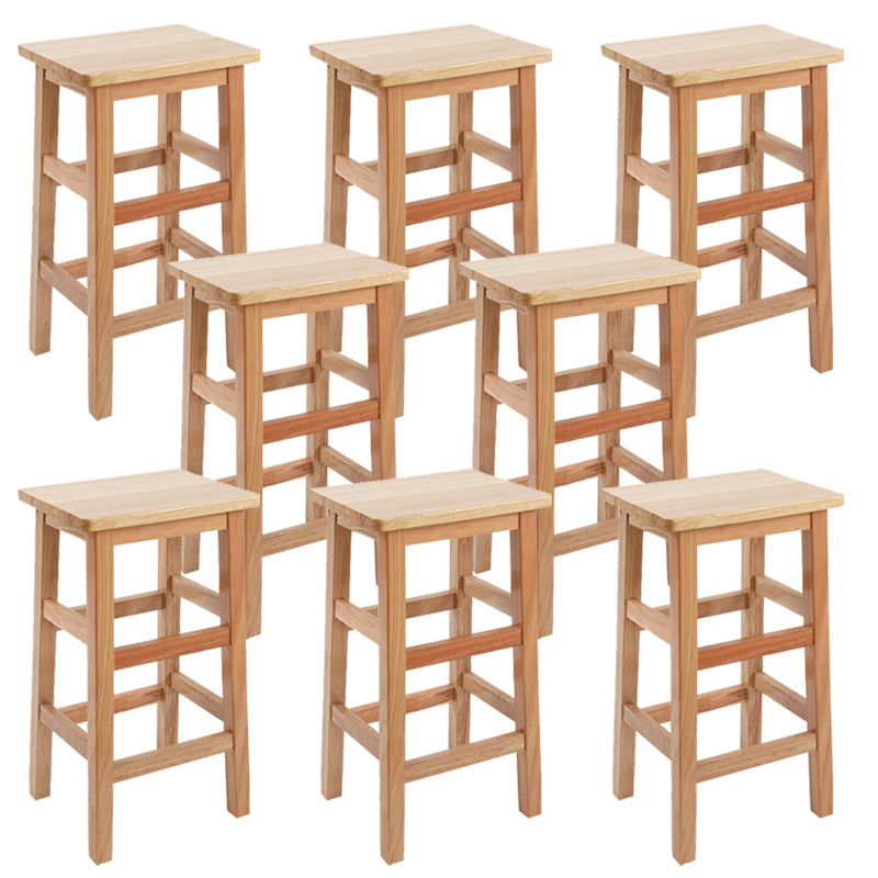 Solid Wood Bar Stool Backless Footrest Counter Stool for Home Use