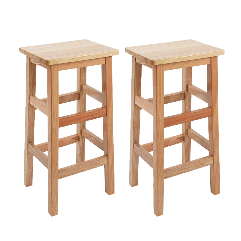 Solid Wood Bar Stool Backless Footrest Counter Stool for Home Use