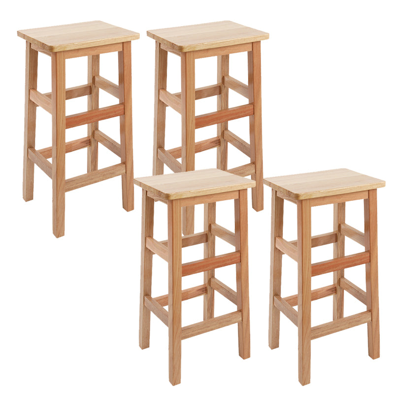 Solid Wood Bar Stool Backless Footrest Counter Stool for Home Use