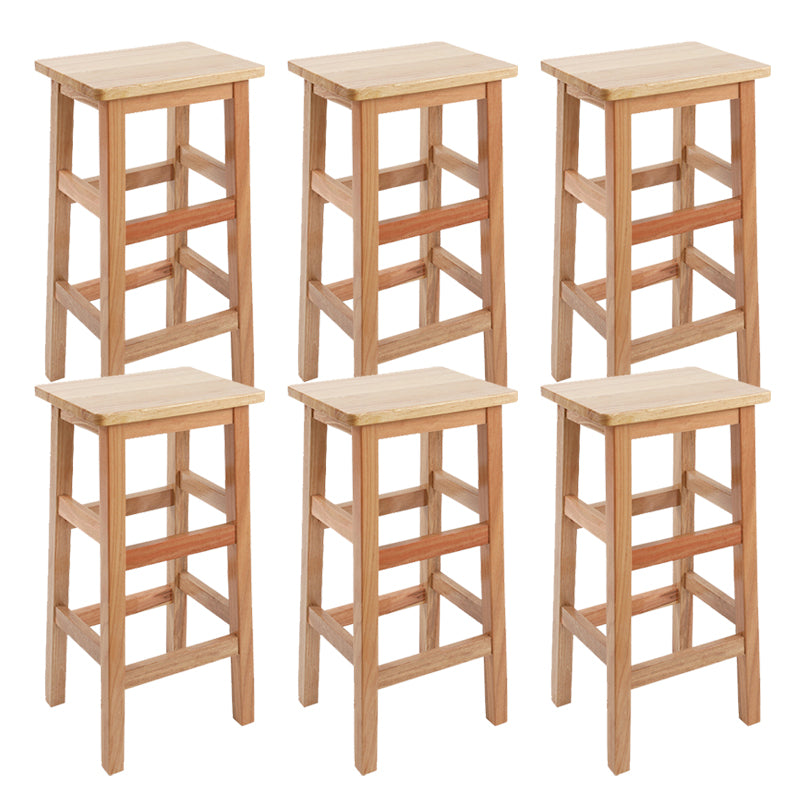 Solid Wood Bar Stool Backless Footrest Counter Stool for Home Use