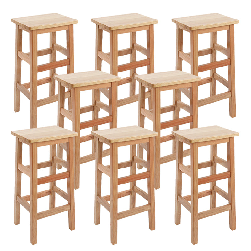 Solid Wood Bar Stool Backless Footrest Counter Stool for Home Use