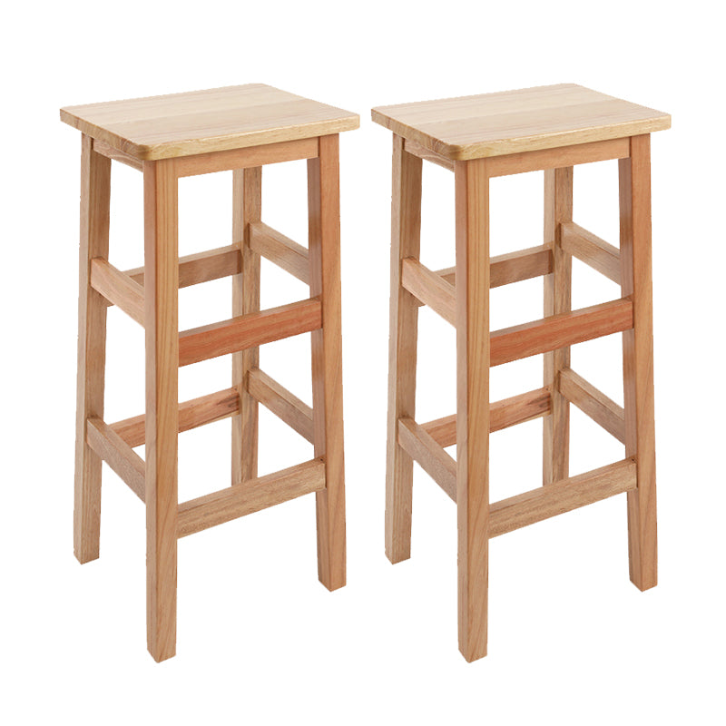 Solid Wood Bar Stool Backless Footrest Counter Stool for Home Use