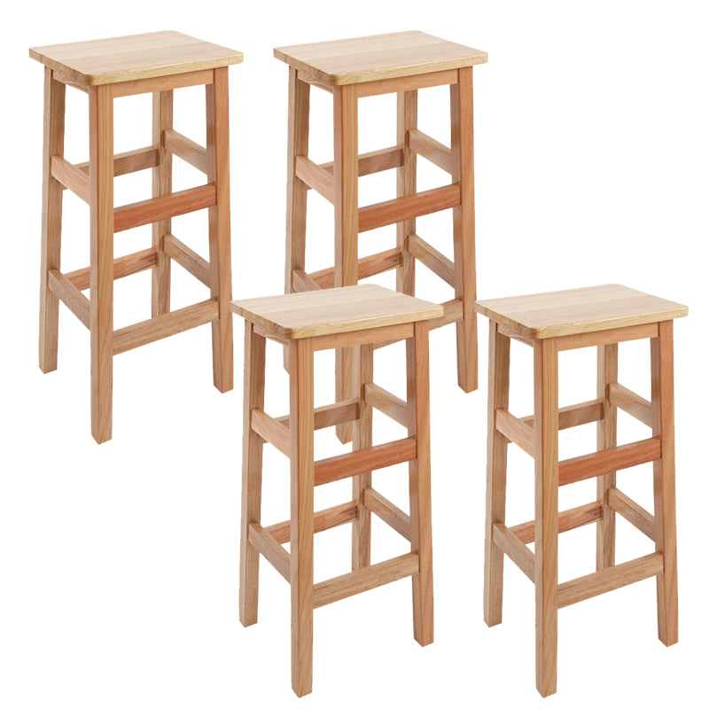 Solid Wood Bar Stool Backless Footrest Counter Stool for Home Use