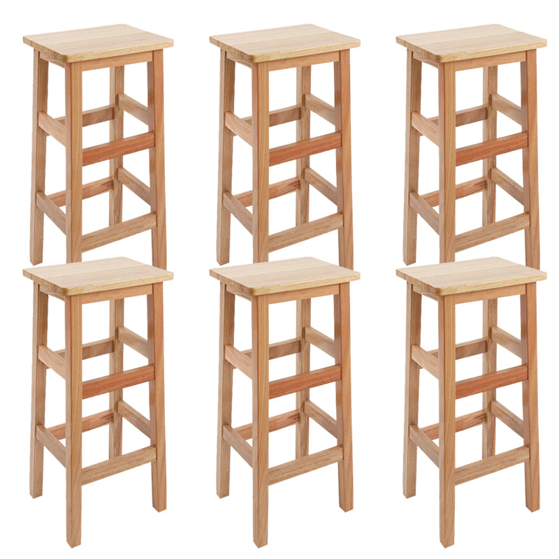 Solid Wood Bar Stool Backless Footrest Counter Stool for Home Use