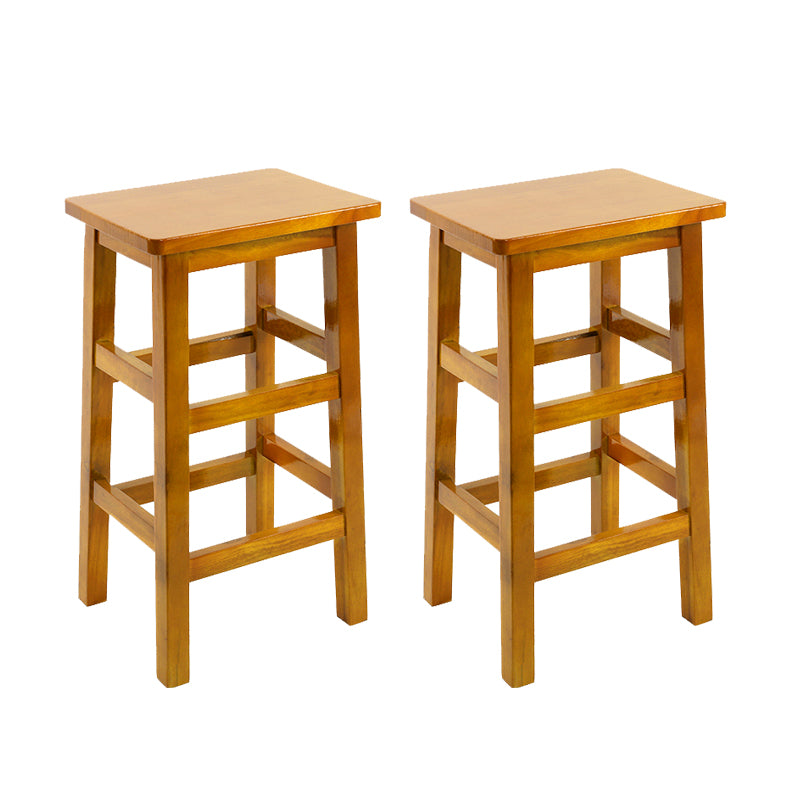Solid Wood Bar Stool Backless Footrest Counter Stool for Home Use