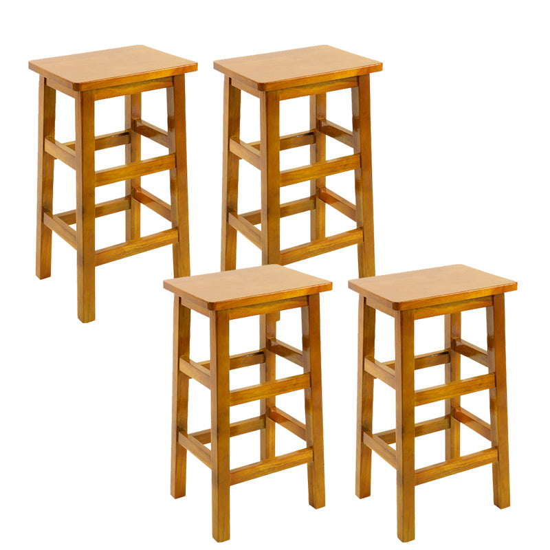Solid Wood Bar Stool Backless Footrest Counter Stool for Home Use