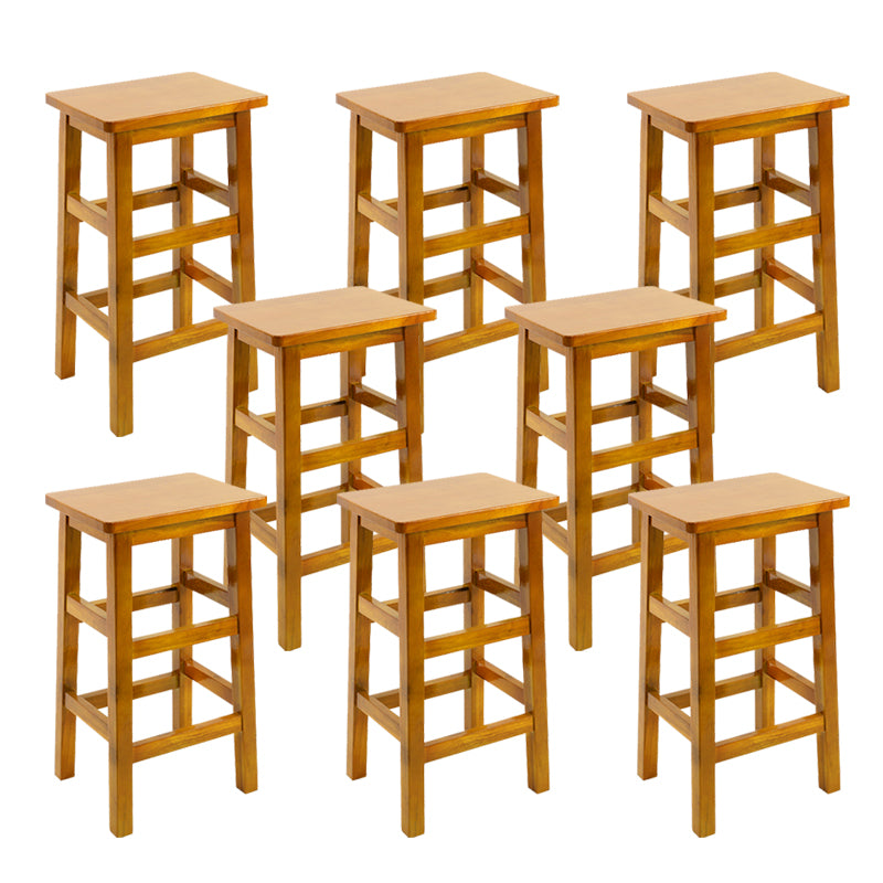 Solid Wood Bar Stool Backless Footrest Counter Stool for Home Use
