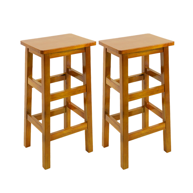 Solid Wood Bar Stool Backless Footrest Counter Stool for Home Use