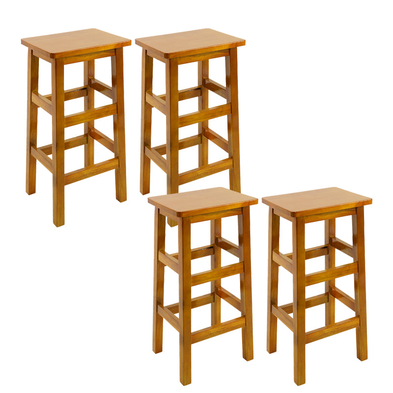 Solid Wood Bar Stool Backless Footrest Counter Stool for Home Use