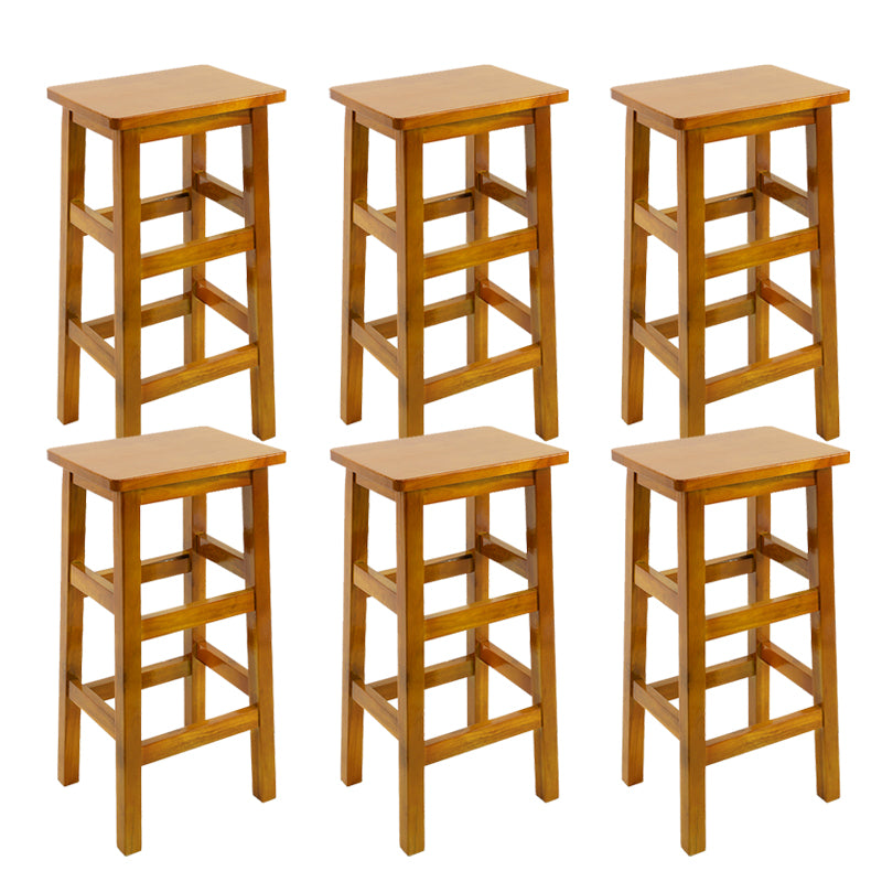 Solid Wood Bar Stool Backless Footrest Counter Stool for Home Use