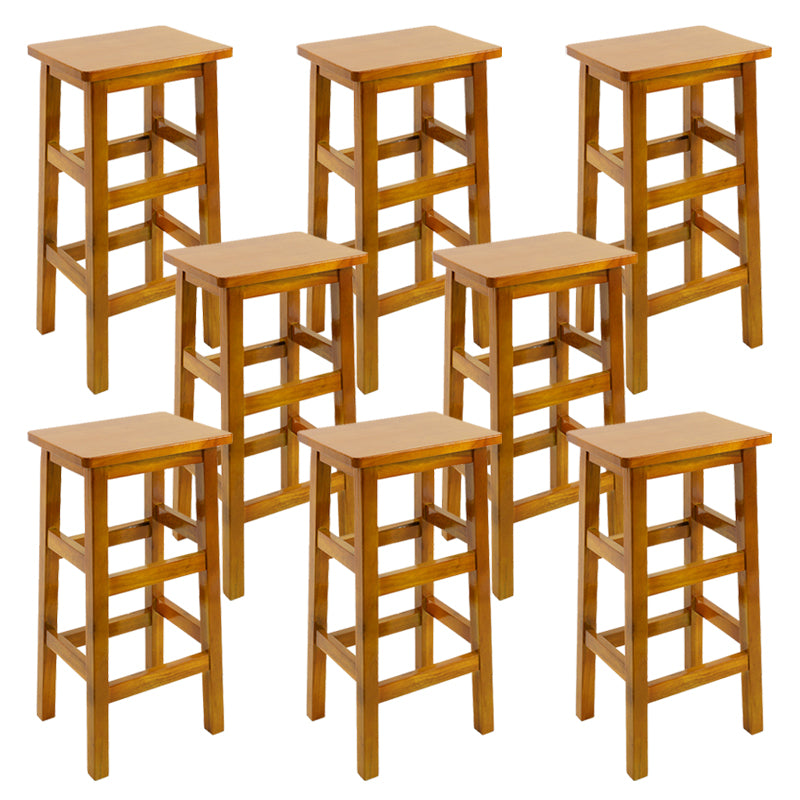 Solid Wood Bar Stool Backless Footrest Counter Stool for Home Use