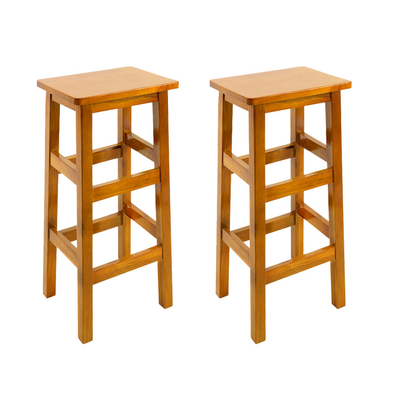 Solid Wood Bar Stool Backless Footrest Counter Stool for Home Use