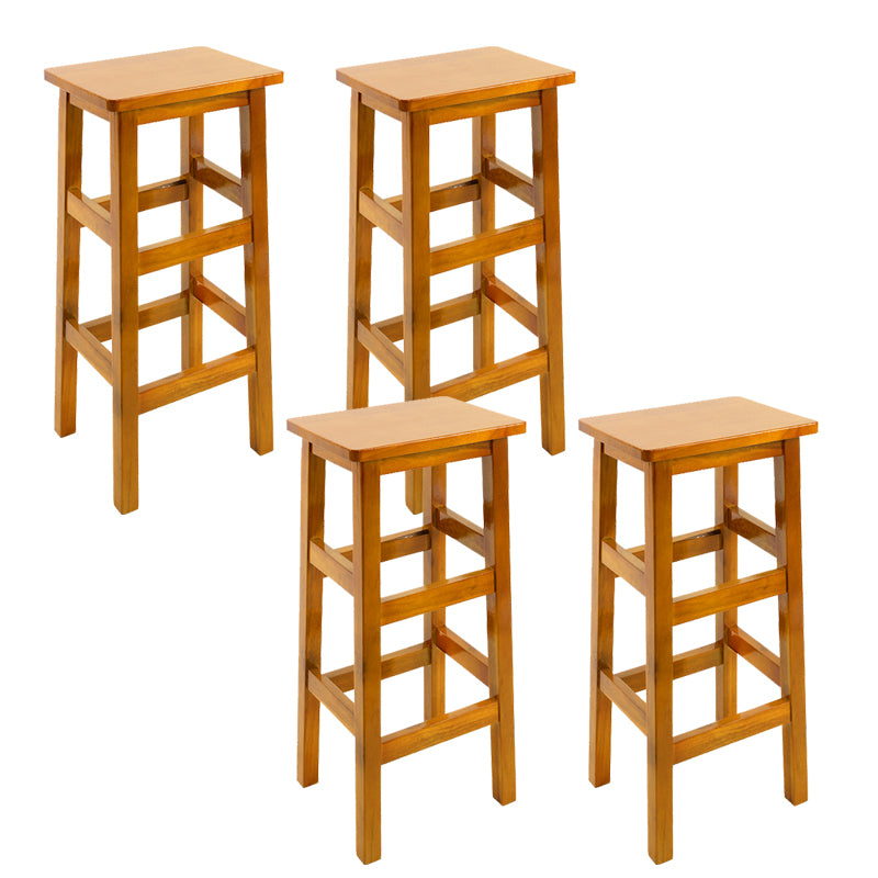 Solid Wood Bar Stool Backless Footrest Counter Stool for Home Use