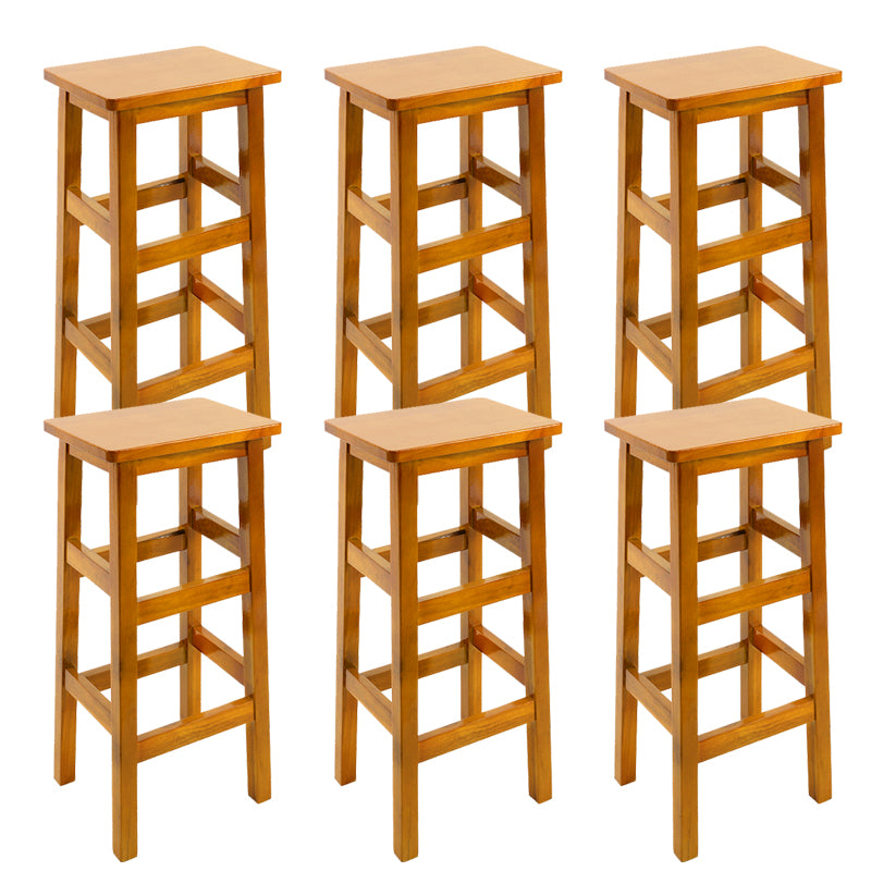 Solid Wood Bar Stool Backless Footrest Counter Stool for Home Use