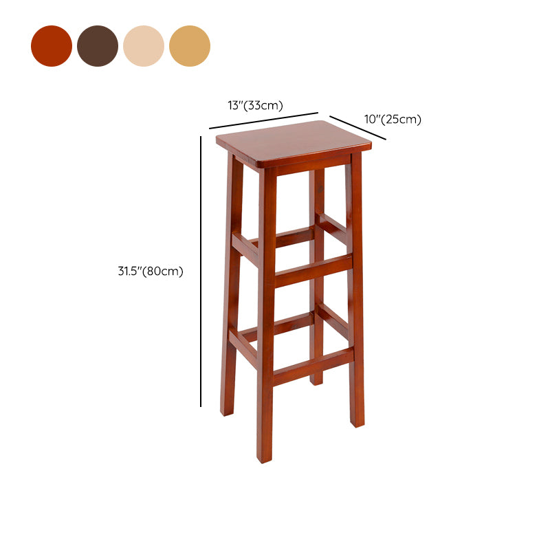 Solid Wood Bar Stool Backless Footrest Counter Stool for Home Use
