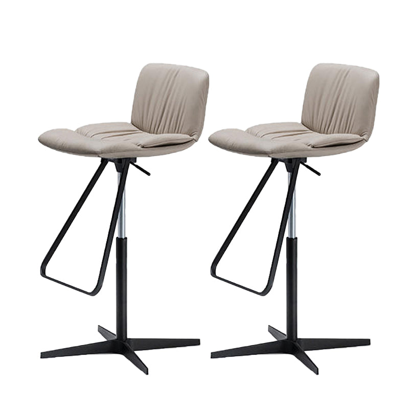Industrial Adjustable Bar Stools Beige Faux Leather Stools for Home
