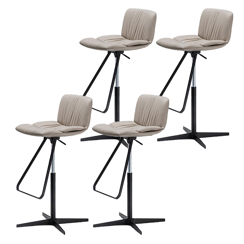 Industrial Adjustable Bar Stools Beige Faux Leather Stools for Home