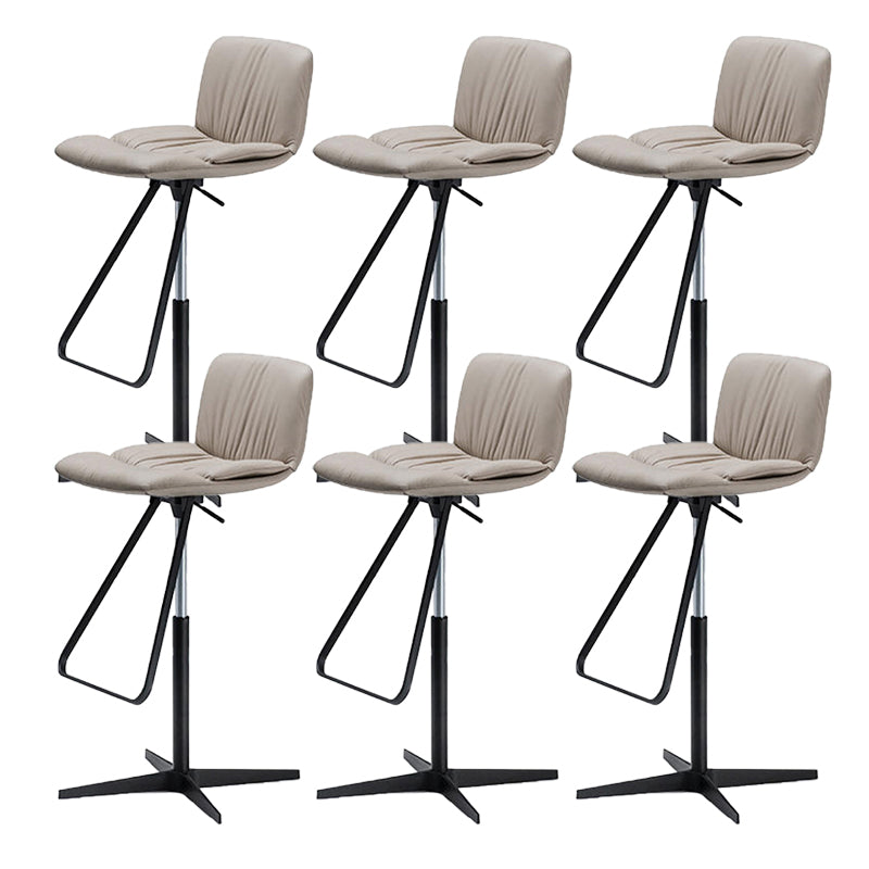 Industrial Adjustable Bar Stools Beige Faux Leather Stools for Home