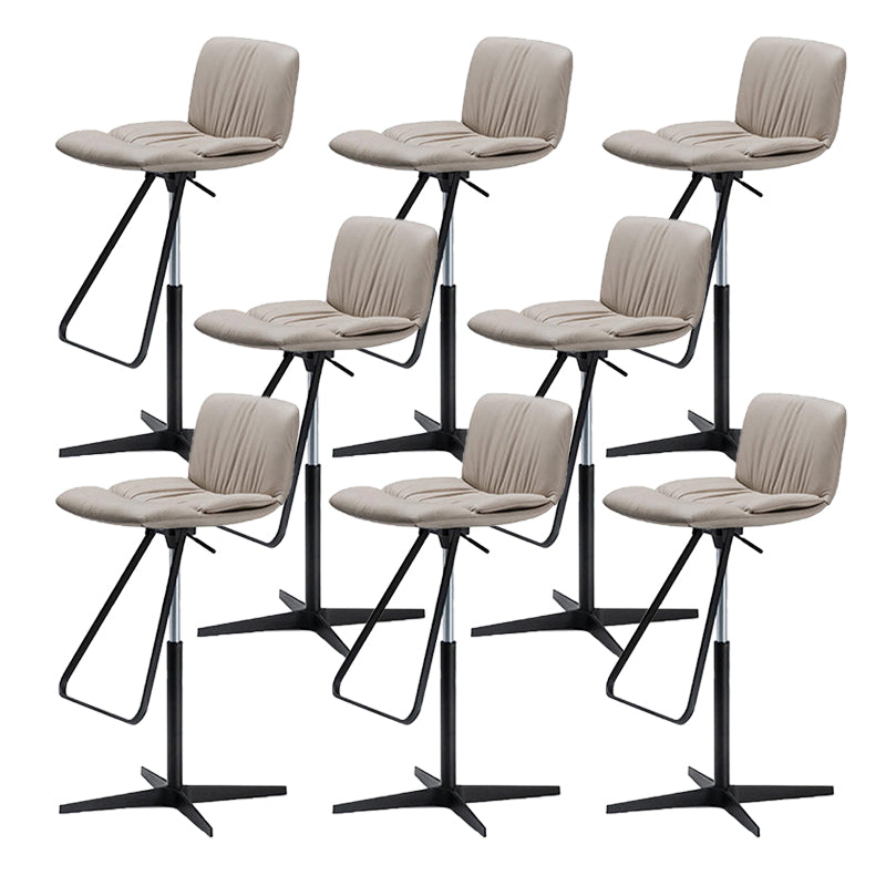 Industrial Adjustable Bar Stools Beige Faux Leather Stools for Home