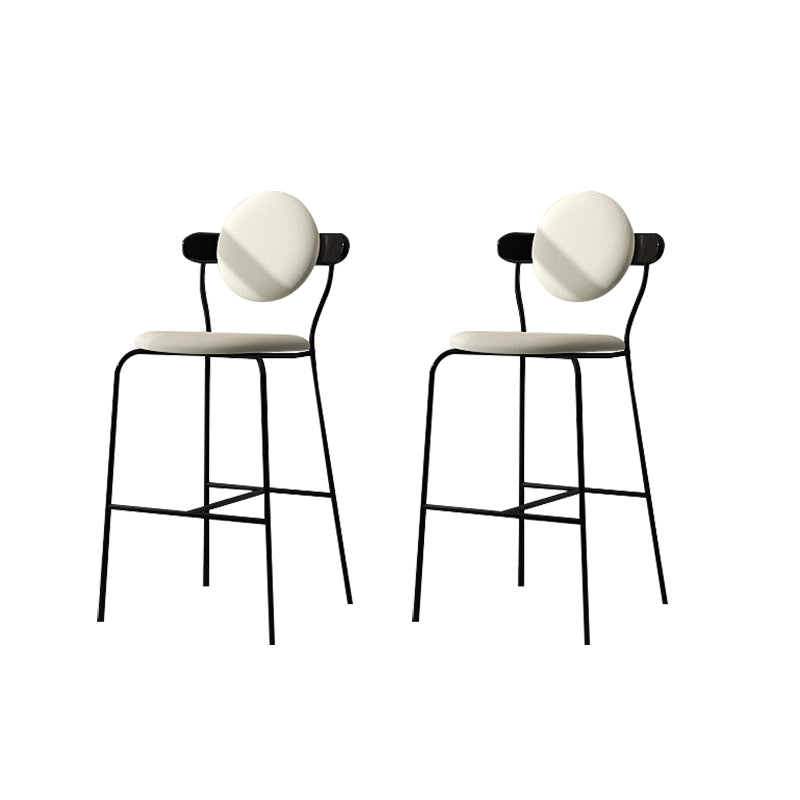White Upholstered Bar Stools with Black Frame Contemporary Indoor Stools