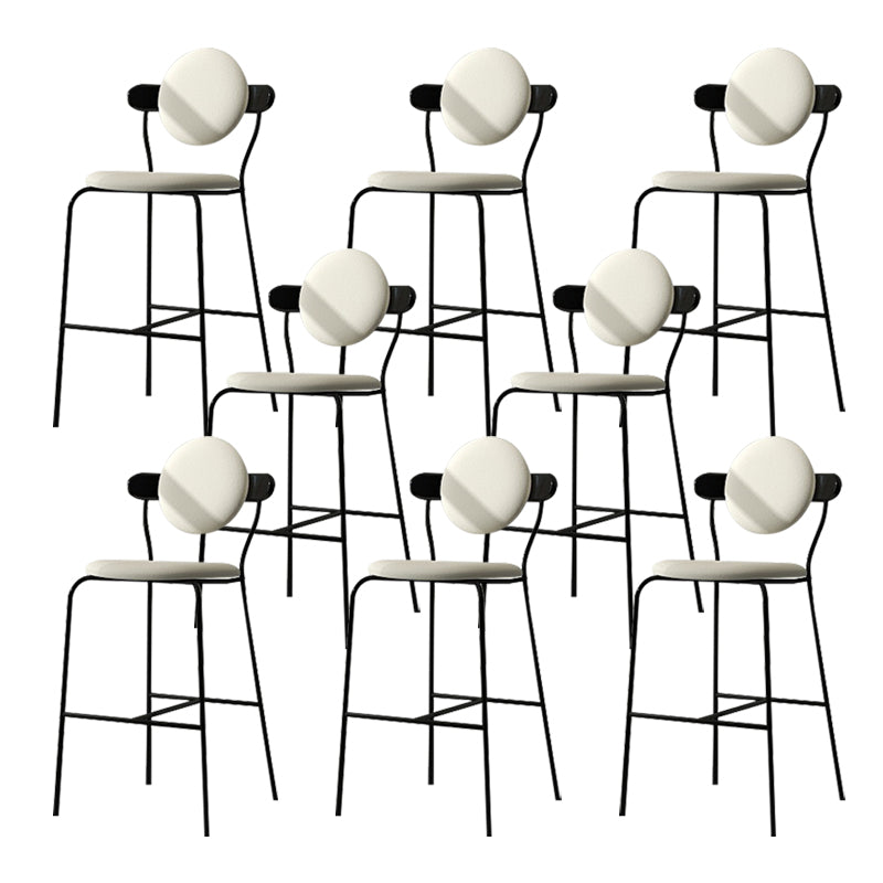 White Upholstered Bar Stools with Black Frame Contemporary Indoor Stools