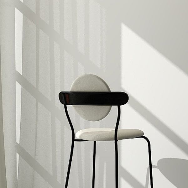 White Upholstered Bar Stools with Black Frame Contemporary Indoor Stools
