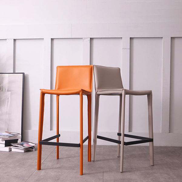 Glam Indoor Stools with Leather Legs Matte Finish Faux Leather Counter & Bar Stools