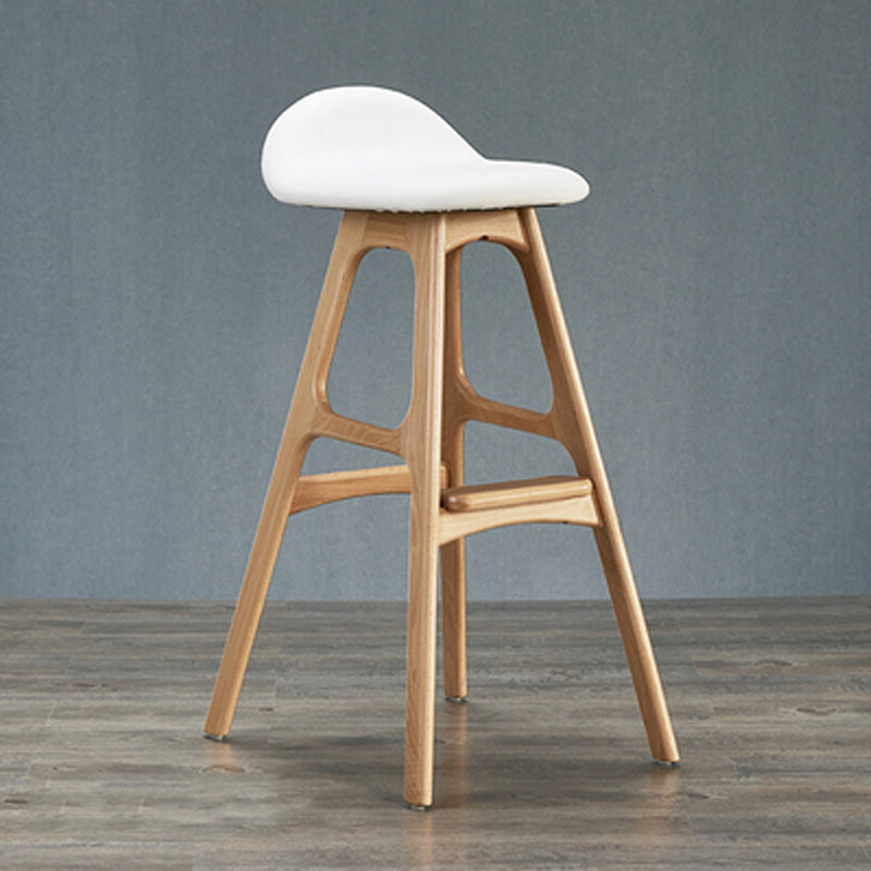 Industrial Bar Stools with Ash Wood Frame Matte Finish Faux Leather Stools