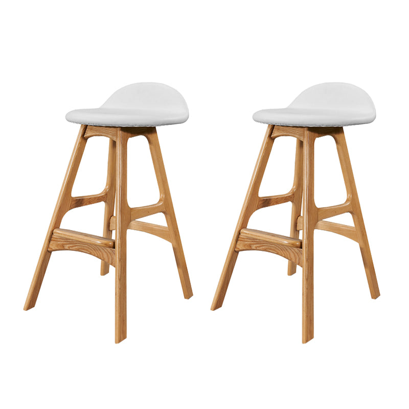 Industrial Bar Stools with Ash Wood Frame Matte Finish Faux Leather Stools